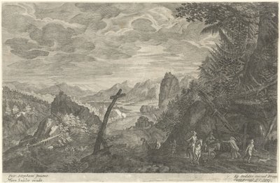 Landsväg bredvid en flod Åtta landskap från Böhmen (serietitel) av Egidius  Sadeler (II)