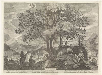 november (titel på objekt) De tolv månaderna (serietitel) av Egidius  Sadeler (II)