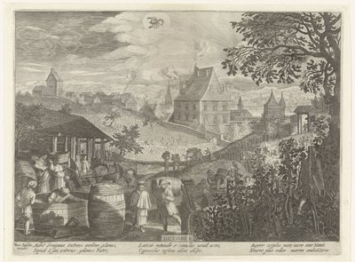 oktober (titel på objekt) De tolv månaderna (serietitel) av Egidius  Sadeler (II)