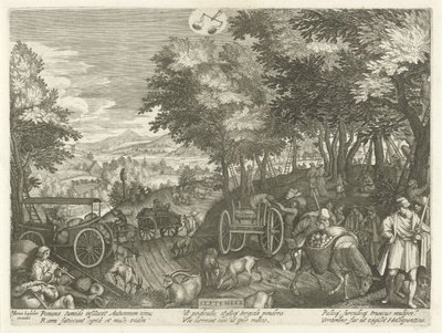 september (titel på objekt) De tolv månaderna (serietitel) av Egidius  Sadeler (II)