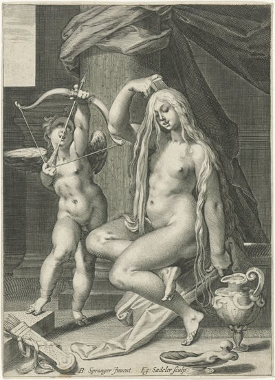 Venus kammar håret av Egidius  Sadeler (II)