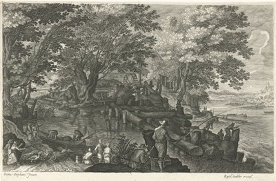 Vattenkvarn på en ö Åtta landskap i Böhmen (serietitel) av Egidius  Sadeler (II)