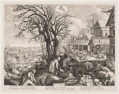 December, från serien "De tolv månaderna" av Aegidius Sadeler II