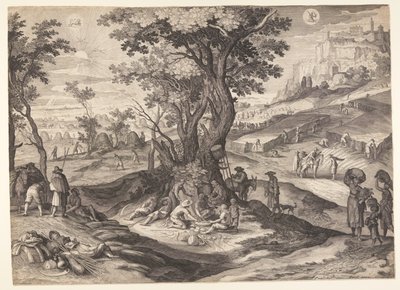 Juli/Augusti, från De Tolv Månaderna av Aegidius Sadeler II