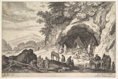 Bergigt landskap med en grupp zigenare, 1586-1629. av Aegidius Sadeler II