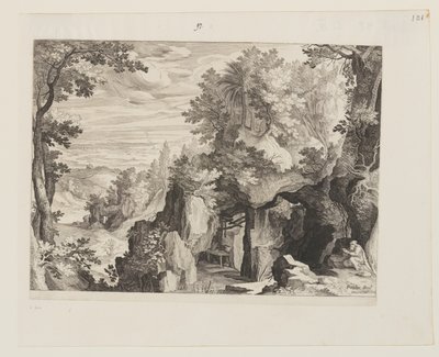 Bergslandskap med en eremit av Aegidius Sadeler II