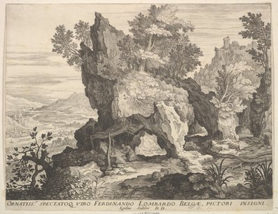 Stenigt landskap med St. Jerome. av Aegidius Sadeler II