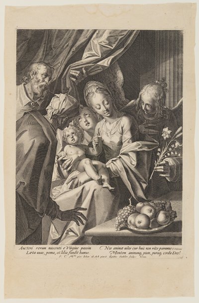Den heliga familjen med Sankta Anna och två änglar av Aegidius Sadeler II