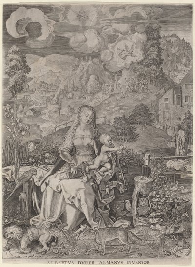 Jungfru och barn i ett landskap av Aegidius Sadeler II after Albrecht Dürer