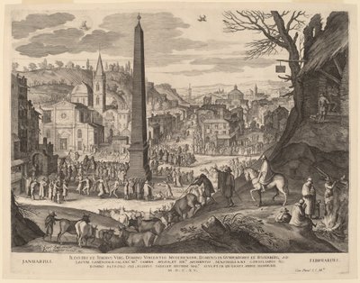 januari och februari av Aegidius Sadeler II after Paul Bril