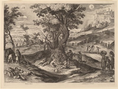 juli och augusti av Aegidius Sadeler II after Paul Bril