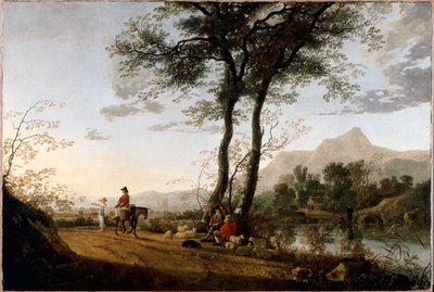 En väg nära en flod av Aelbert Cuyp