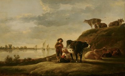 Boskap vid en flod av Aelbert Cuyp