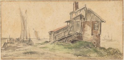 En byggnad vid vattnet av Aelbert Cuyp