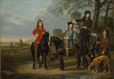 Ridporträtt av Cornelis (1639–1680) och Michiel Pompe van Meerdervoort (1638–1653) tillsammans med sin lärare och kusk av Aelbert Cuyp