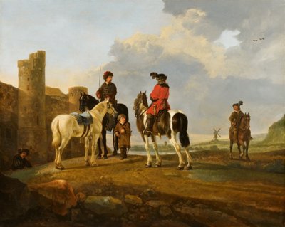 Ryttare i vila av Burg Ubbergen av Aelbert Cuyp