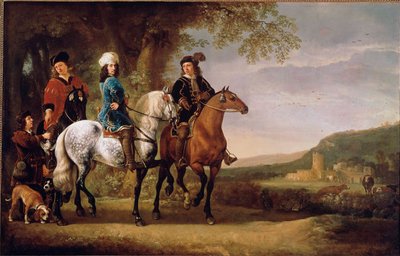 De holländska adelsmännen går till häst. Målning av Albert (Aelbert eller Aelbrecht) Cuyp (1620-1691) 1600-talet sön. 119x152,5 cm Paris, Louvren av Aelbert Cuyp