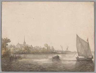 Vy över IJsselmonde sett över New Maas av Aelbert Cuyp
