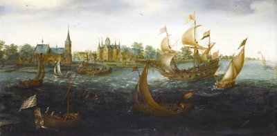 Fartyg utanför IJsselmonde av Aert Anthoniszoon