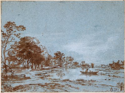 River Landscape by Moonlight, ca. 1650-1660 av Aert van der Neer