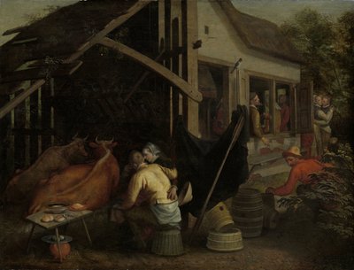 Par som älskar på ett Country Inn av Aert Pietersz. (attributed to)