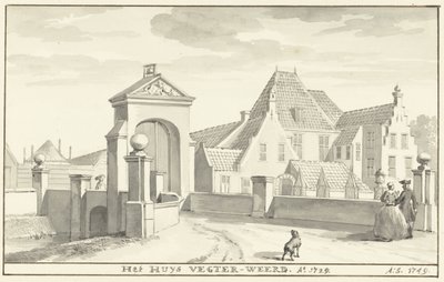 Havezathe Vechterweerd nära Zwolle 1729 Het HUYS VEGTER-WEERD Ao 1729 (titel på objekt) av Aert Schouman