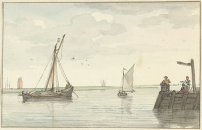 Stenbrandfyren och hamnchefen i Durgerdam av Aert Schouman