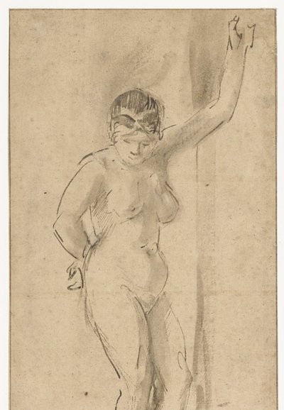 Stående naken kvinna med upphöjd arm av Aert de Gelder (attributed to)