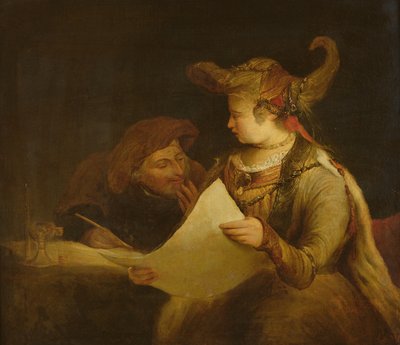 Ester och Mordokai, ca 1685 av Aernt de Gelder