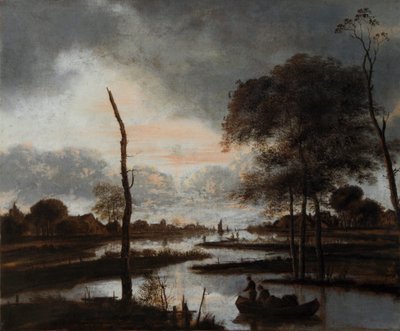 River View: Evening (olja på duk) av Aert van der Neer