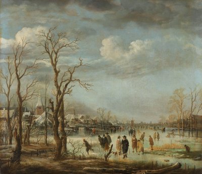 Flodutsikt på vintern, 1630-60 av Aert van der Neer