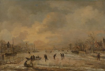 Vinterlandskap med hus av Aert van der Neer