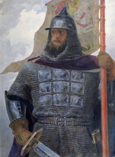 Alexander Nevsky (1220-63) hertig av Novgorod, storhertig av Vladimir (olja på duk) av Afanasiy Yefremovich Kulikov