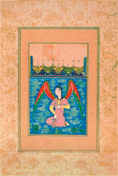 En luftburen peri med radband, ca 1500 av Afghan School