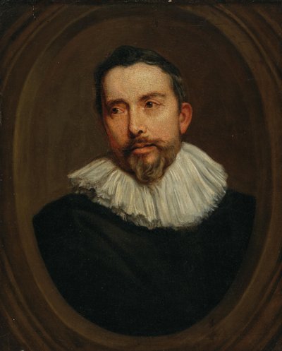 Porträtt av en man i en målad oval av after Anthony van Dyck