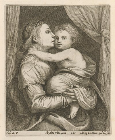 Madonna och barn av After David Teniers the Younger