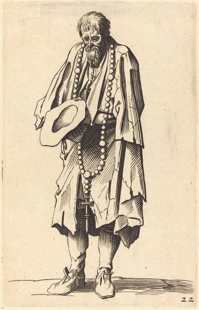 Tiggare med rosenkransen av After Jacques Callot