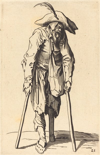 Tiggare med träben av After Jacques Callot