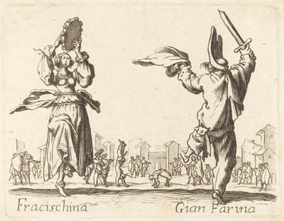 Fracischina och Gian Farina av After Jacques Callot