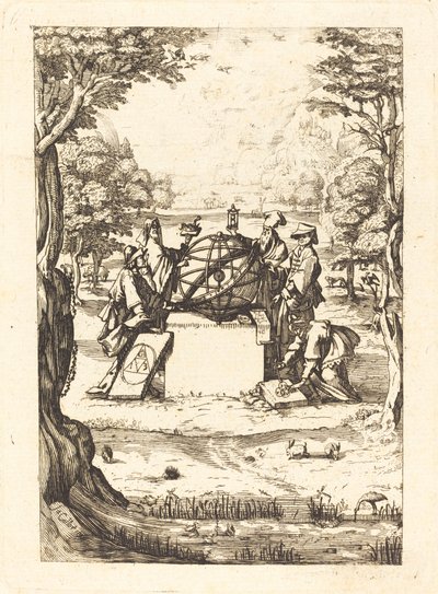Frontispice for the Sacred Cosmologia (Titel med astrologer) av After Jacques Callot