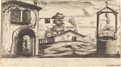 Landskap med en brunn av After Jacques Callot