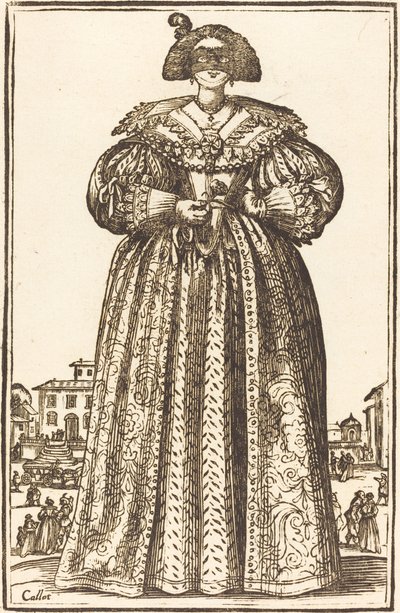 Maskerad ädel kvinna av After Jacques Callot