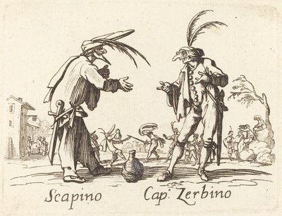 Scapino och Cap Zerbino av After Jacques Callot