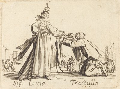 Tecken. Lucia och Trastullus av After Jacques Callot