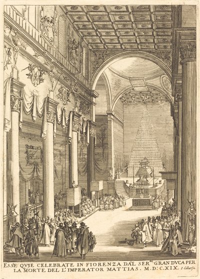 Kejsar Mathias katafalk av After Jacques Callot