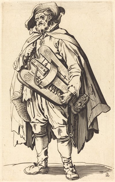 Hurdy-Gurdy-spelaren av After Jacques Callot