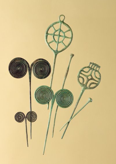 Nålar, från Ober- och Unterbinbach, Haina, Grossenlueder och Liebenau (brons) av Age Bronze