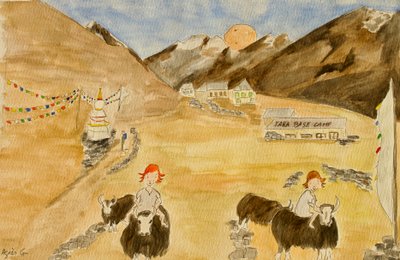 The Voyage, Langtang, 2015 , akvarell på papper av Agnes Girardon