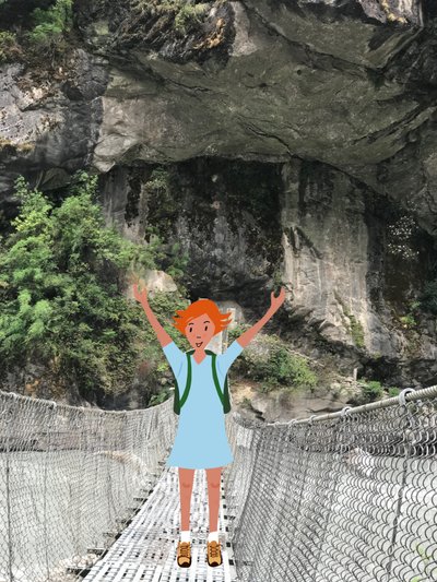 Walking on a Bridge , 2023 (digital konst på fotografi) av Agnes Girardon