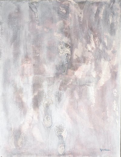 Where Do We Go, 2014 (blandad teknik, sand och akryl) av Agnes Girardon